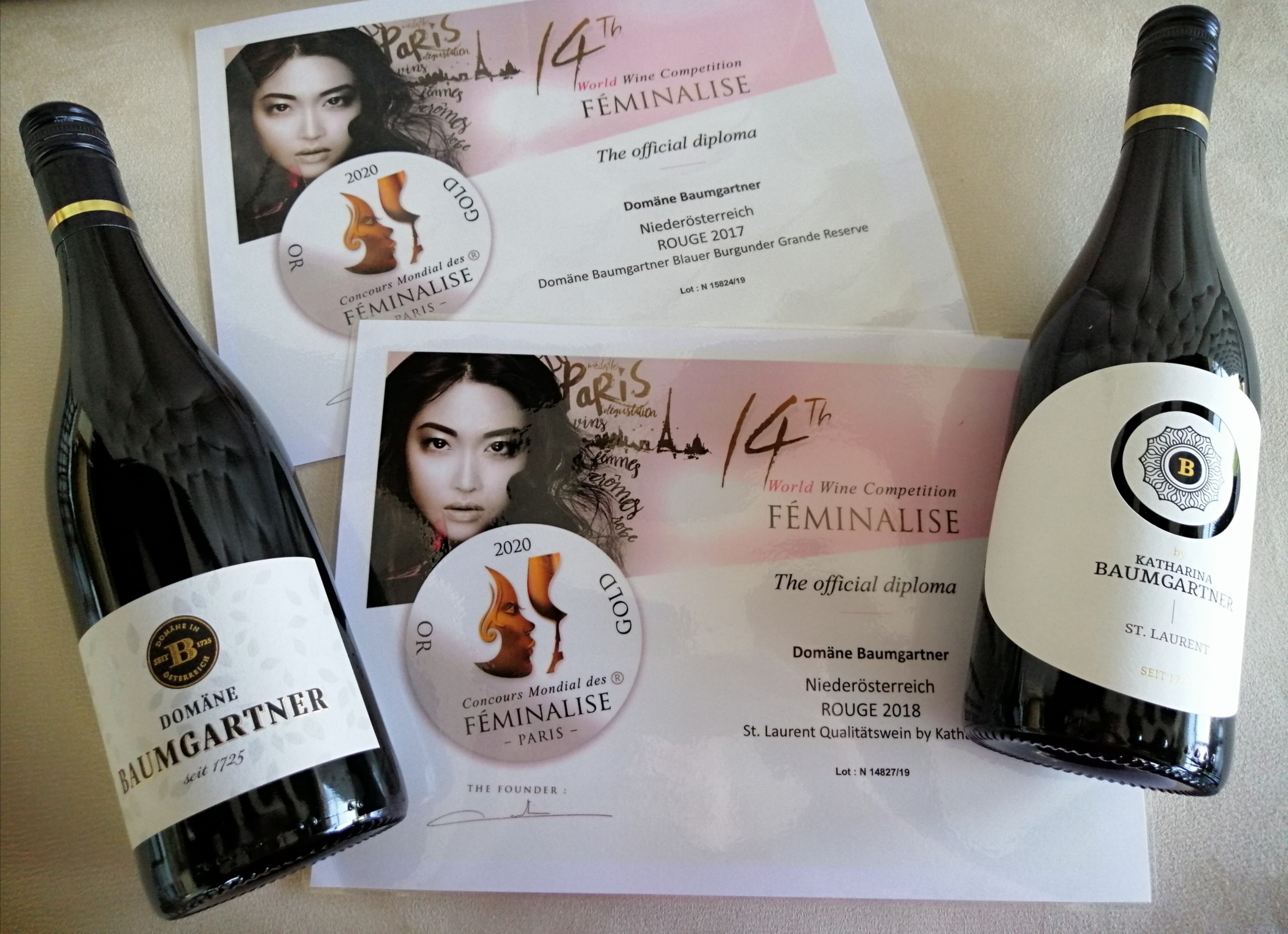 Jungwinzerin Katharina Baumgartner (22) aus Untermarkersdorf im Weinviertel gewinnt in Paris Gold für den St. Laurent 2019 und den Blauen Burgunder Grande Reserve 2017.